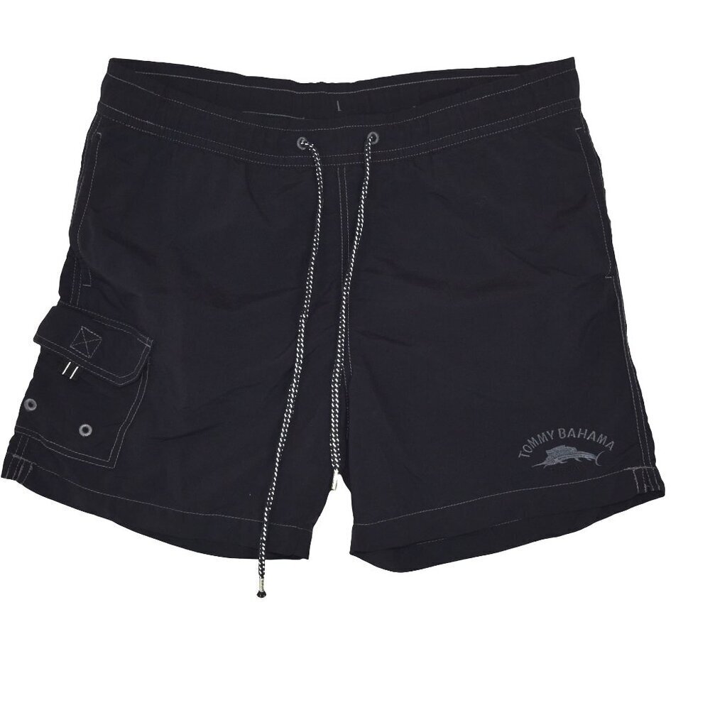 Tommy Bahama Swim Shorts S Black Y2K Surf Beach 6" Inseam - Picture 1 of 6